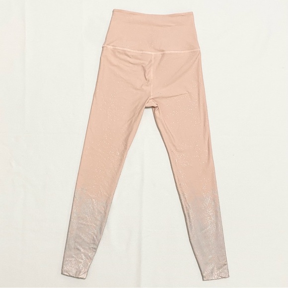 Beyond Yoga Alloy Metallic Speckle Ombre Pink Silver High Waisted Leggings - Picture 2 of 6